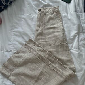 UO High Waisted Wide Leg Linen Dress Pants